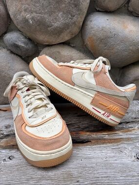 NIKE Air AF1 Peach, Cream, Beige Low Top Sneakers